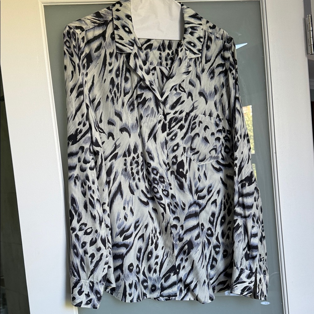 Rails Black and White Animal Print Blouse